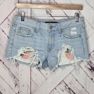 Express Floral Embroidered Relaxed Low Rise Shortie